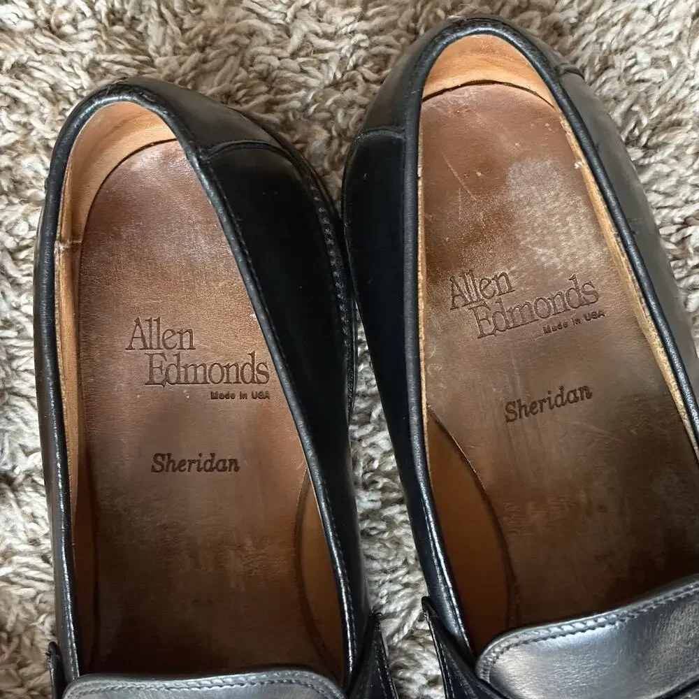Allen Edmonds USA Sheridan Black Leather Penny Loafers Slip On Men’s Size 8.5 E